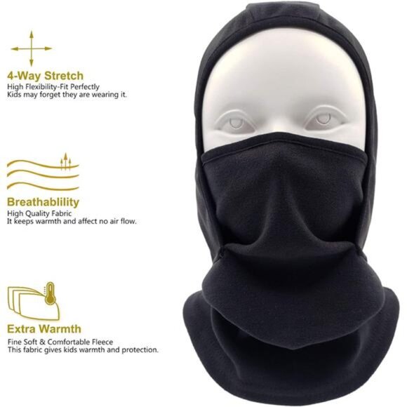 Kids Balaclava Ski Mask Windproof Fleece Neck Warmer Gaiter Winter Face Warmer - Picture 3 of 7